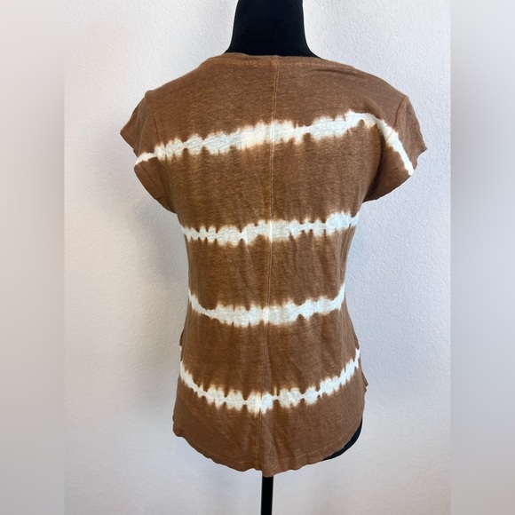 NWT: Sanctuary White Bronze Striped Linen Short Sleeve Top Size Small - Picture 4 of 9